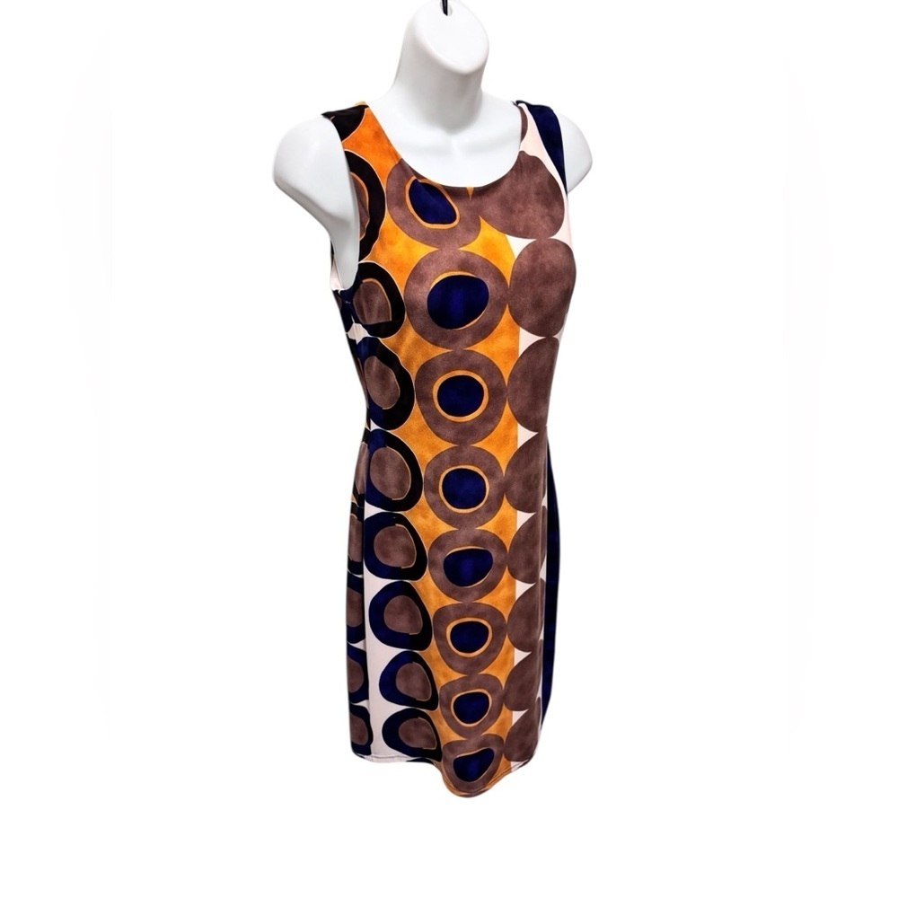 VTG Joseph Ribkoff Geometric Sheath Knit Dress Sz 8 Business Career Stretch